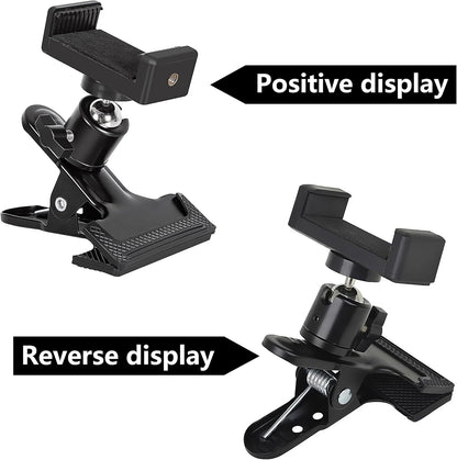 LMS Guitar Phone Mount, Black, Clamp Mount, Clip On, 360 Rotating Ball Head, Suitable for 5.5Cm-7.5Cm Mobile Phones, Versatile Functionality, Multipurpose Use