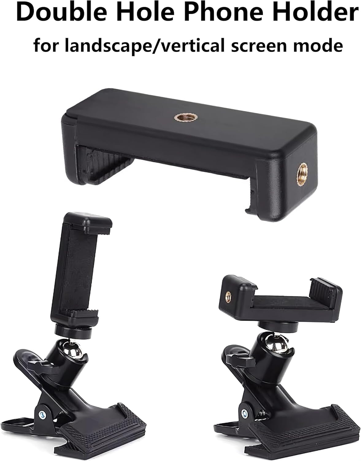 LMS Guitar Phone Mount, Black, Clamp Mount, Clip On, 360 Rotating Ball Head, Suitable for 5.5Cm-7.5Cm Mobile Phones, Versatile Functionality, Multipurpose Use